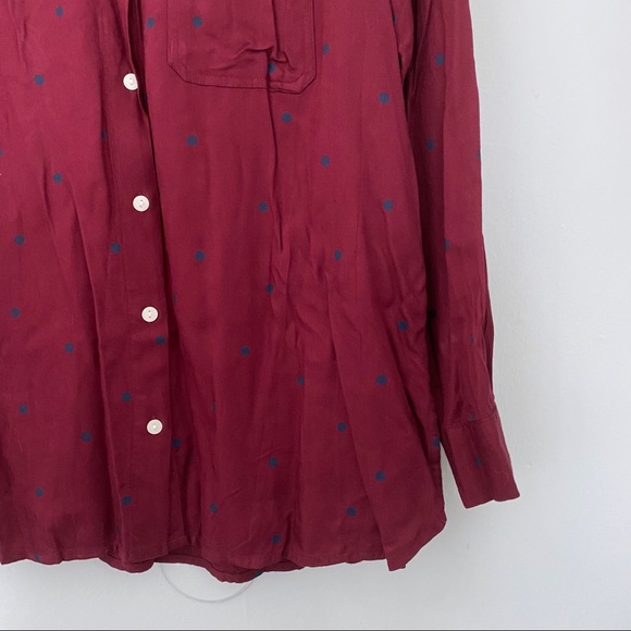 Old Navy burgundy polka dot tunic buttondown shirt - Picture 4 of 5